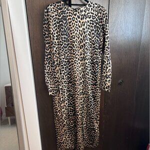 Ganni Silk Leopard Midi Dress Size 40
